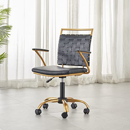 Carocc Black Gold Office Chair Gold Home Office Desk Chair Black And Gold Desk Chair Office Chair In Black And Gold Modern Home Office Chair Gold With Lumbar Support,3013 (Gold Black) #TOP2
