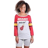 NBA Women's Miami Heat Assist Raglan Baseball 3/4 Long Sleeve T-Shirt Top, Large, Cardinal