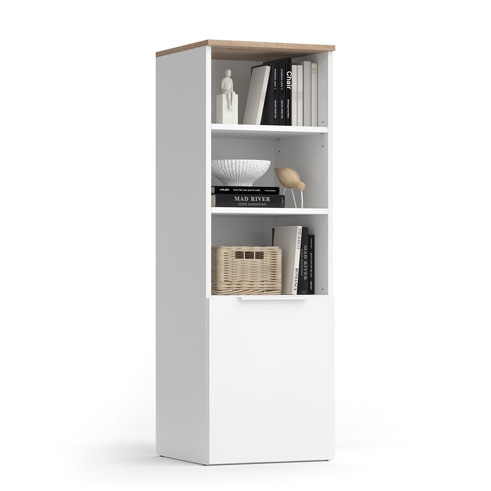 Vicco Universalschrank Wido, Weiß/Sonoma, 40.2 x 120 cm mit Einer Tür, geeignet zur Aufbewahrung von Haushaltsgegenständen