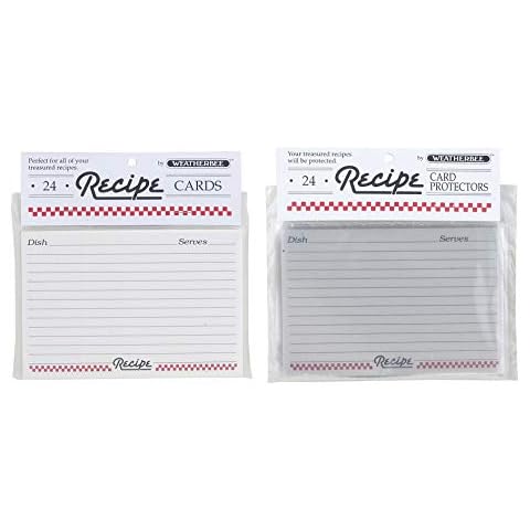 Weatherbee BUN00692 Recipe Protectors Set, 4 x 6-Inches, Made in America, Includes 24 Cards and Sleeves, 4 x 6, Set of 2, White Cover