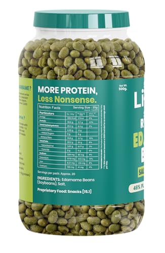 Image of Livyor Crunch Roasted Edamame Beans - 500g | Salted Original Flavour | Roasted not fried | Plant based healthy snack | High Protein Snack | Gluten Free | Vegan | High In fibre