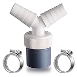 Abfluss Waschmaschine Doppelanschluss Y-Adapter, Waschmaschine Abfluss Adapter mit Eingang 18-24 mm und Abgang 40mm, inklusive 2 Schlauchschellen 16-25 mm, für Geschirrspüler Trockner