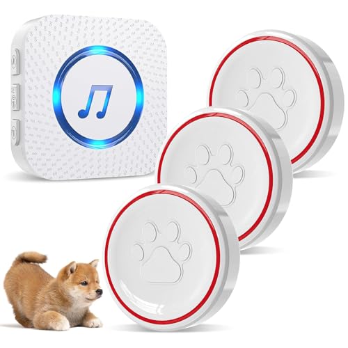 DAYTECH Smart Dog Door Bell Wireless Puppy DoorBell for Potty Training, Dog Bells to go Outside, Bell for Dogs to Ring to Go Potty, 3 Touch Buttons 1 Receiver
