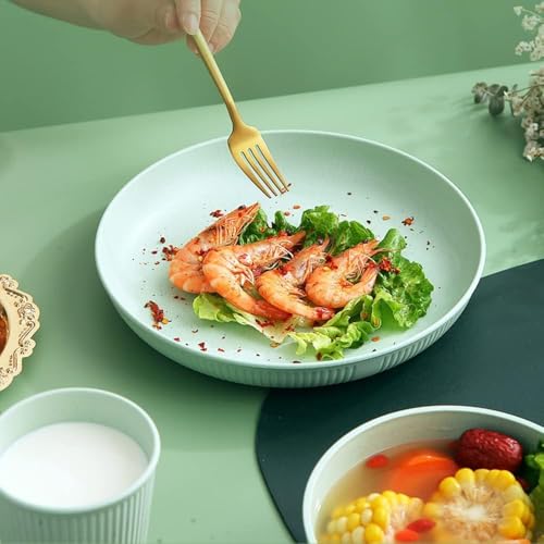 Image of Wheat Straw Plates Set of 8 - Unbreakable Round 9 Inch Dinner Plates for Kids & Adults - BPA-Free, Eco-Friendly, Dishwasher & Microwave Safe - Multicolor Set for Home, Camping & Outdoor Use
