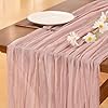 Socomi pink easter cheesecloth table runner boho rustic gauze dusty pink spring 120 inch 10ft cheese cloth runner for wedding party baby shower birthday home decor  urban country home decor