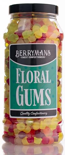 Original Floral Gems Retro Sweets Gift Jar By Berrymans Sweet Shop - Classic Sweets Traditional Taste.
