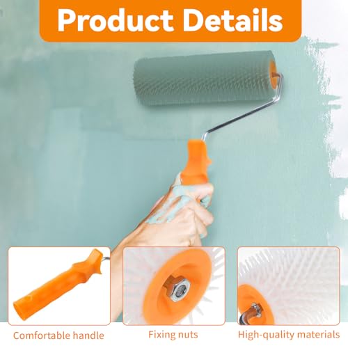 23cm Entlüftungsroller Stachellänge 14mm, Stachelwalze Werkzeug, Handstachelwalze Ausgleichsmasse, Epoxidharz Entlüftungswalze, Entlüften Nagelwalze für Bodenbeschichtungen, Belüftung Bodenbelägen
