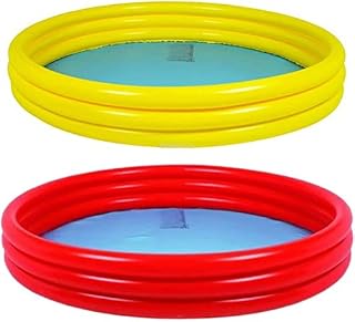 Summerlee Inflatable 48 Three Ring Paddling Pool  Colourful Blow Up Round Swimming Pool with Wide Vinyl Sides for Extra Safety  Great Kids Summer Sun Outdoor Garden Toy for Children Fun