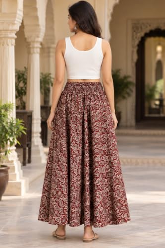 Image of Women's Printed Viscose Crepe Flared Palazzo Pants with Pockets | Elastic Waist | Full Length | Casual | Free Size