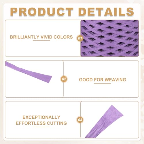 Ruban en raphia kraft violet indéchirable pour colis soignés - 4