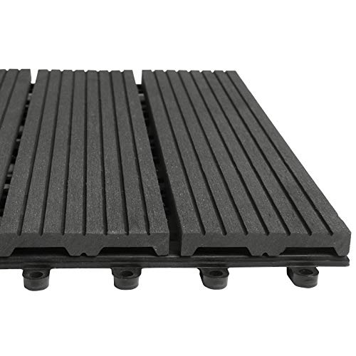 Laneetal Set van 11 WPC houten tegels, terrastegels, kliksysteem, 30 x 30 cm, voor terras en balkon, vloertegels, kliktegel, vloerbedekking 1 m² antraciet in houtlook - Image 6