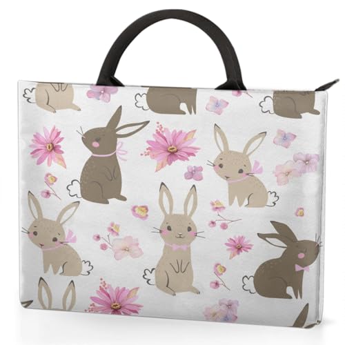 Cute Cartoon Rabbit Flower Laptop Sleeve with Handle Waterproof Computer Carrying Case3