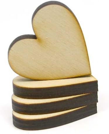 Mylittlewoodshop - Pkg of 50 - Heart - 1-1/2 inches by 1-1/2 inches and 1/4 inch Thick Unfinished Wood(LC-HART54B-50)