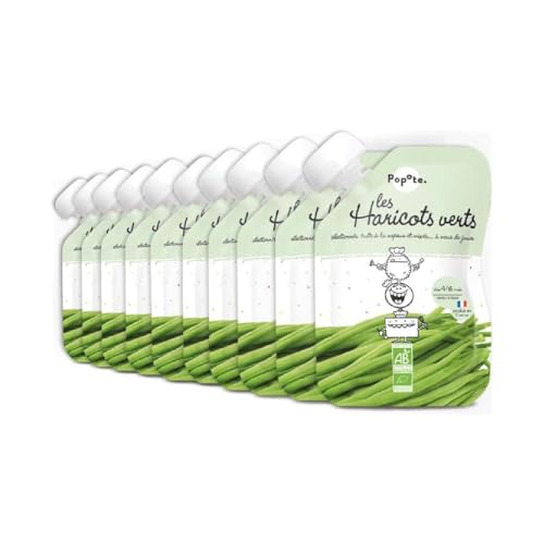 POPOTE - Purée de Haricots Verts Bio - Dès 4/6 Mois - Gourde Individuelle 120g - Recette Lisse, Équilibrée - Première Découverte des Légumes - Format...