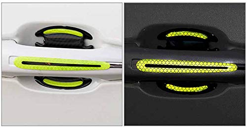 Image of ZYTC 4pcs 3D Super Reflective Stickers Carbon Fiber Strips Car Side Door Edge Bumper Anti-Scratch Protection Guards Trim Stickers Universal (Door Handle Sticker Green)