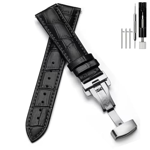 PCAORLEORS Correa de reloj de cuero genuino, pulsera de repuesto de cuero de enlace de bambú, desmontaje rápido de la pulsera de reloj de piel de cocodrilo, 20 mm, 22 mm, 24 mm, 26 mm, pulseras de