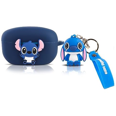 Silicone Case for Sony WF-1000XM5 Earbuds 2023, Suublg Cartoon Skin Design Charging Case Protective Cover with Cute Doll Keychain and Anti-Lost Lanyard Protection (Stitch) Cover