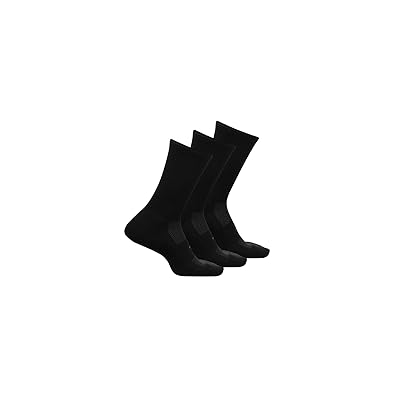 Feetures High Performance Cushion Crew 3 Pair Pack Crew Cut Socks Shoes Black