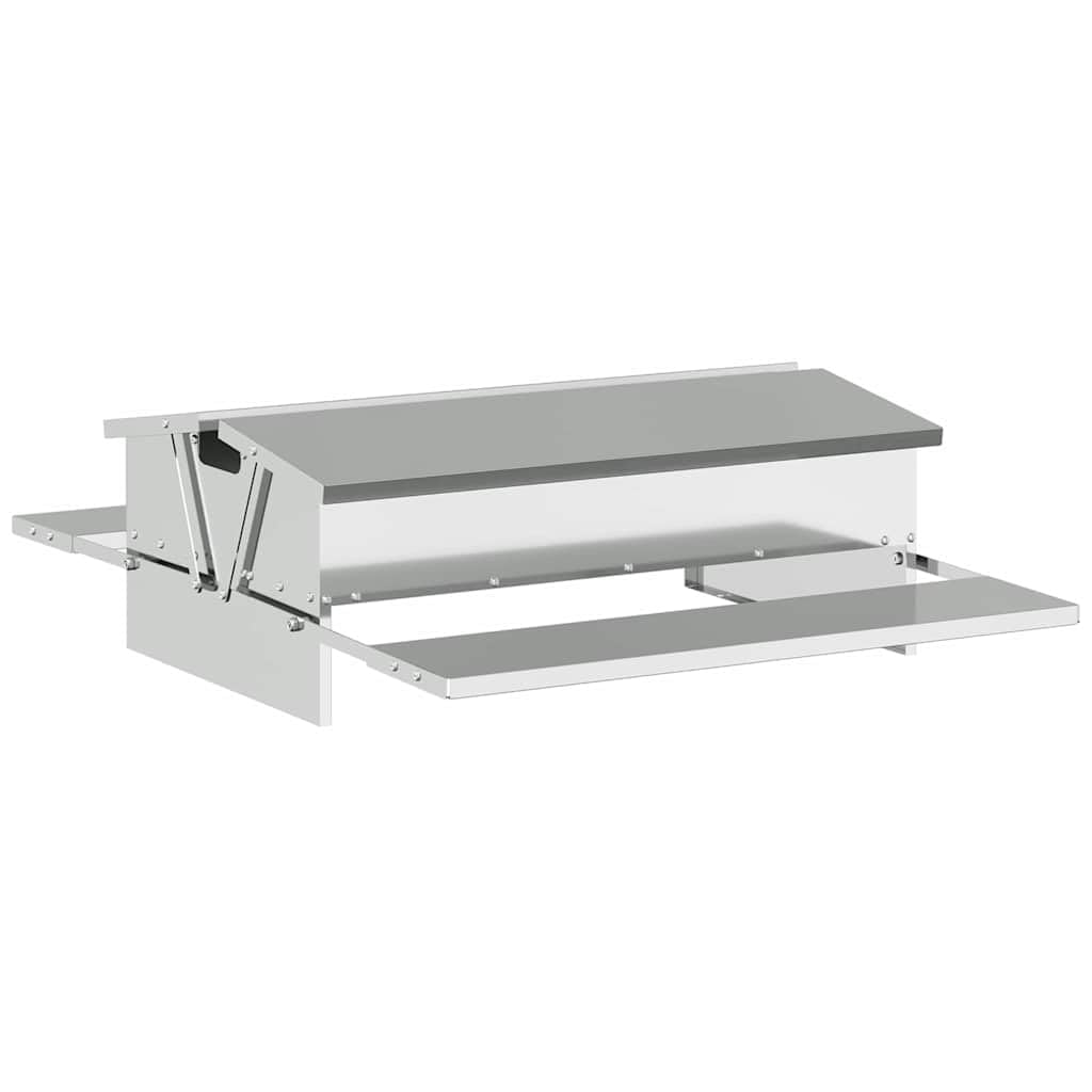 Comedero para gallinas de acero galvanizado, 75 x 53 x 20,5 cm, comedero para pollos con porciones automáticas, estación de hidratación impermeable para interior y exterior