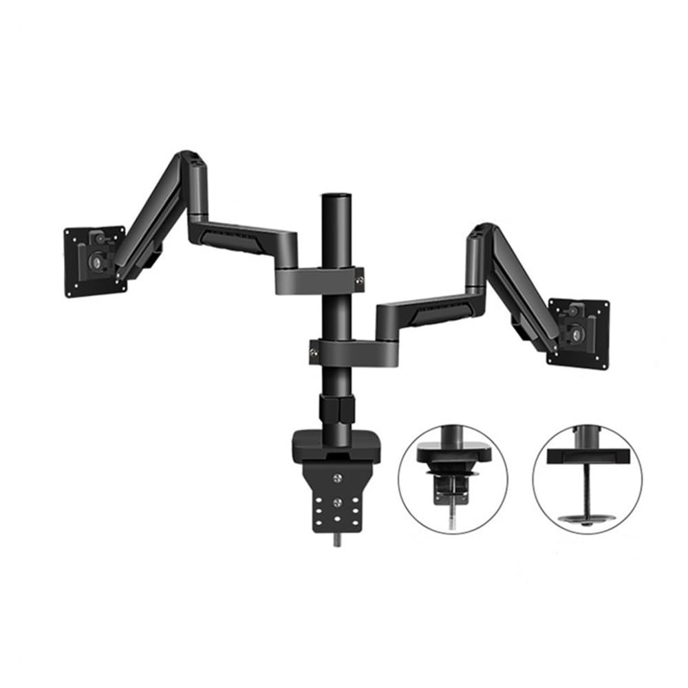 YNBSHGAA Monitor Stand, Dual Monitor Mount Fits Max 32 Inch, 4.4-19.8 Lbs Screens, Fully Adjustable Arm Desk with Tilt, Swivel, Rotation, VESA 75/100mm,Desk Accessories,Black
