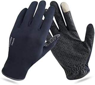 Sun Protection Gloves UV Protective Full Finger Touchscreen UPF 50+ Non Slip Grip Breathable for Men Women Summer Outdoor Driving Hiking Fishing Riding Cycling (Medium, Navy)