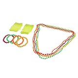 Ein Set mit 4 Stück Perlenkette, 4 Stück Beacelet und 1 Paar kurzen Netzhandschuhen.