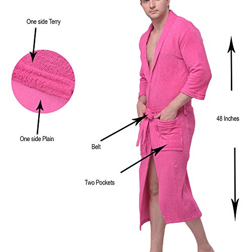 Image of Men's /Women Bath Robe Full Sleeve Cotton Bathrobe - Suitable for Birthday /Anniversary /Diwali /Couple /wedding Gift | 250 GSM |Dark Pink UNISEX 250GSM Men Dark Pink
