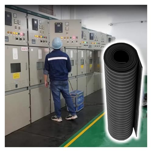 Distribution Room Rubber Mat 10kV Insulated, Home Commercial Electrical Rubber Insulating Mat 20 18 16 15 12 10 8ft Long, Switchboard Dielectric Mat(Black,3.3ft Wide x 9ft Long)