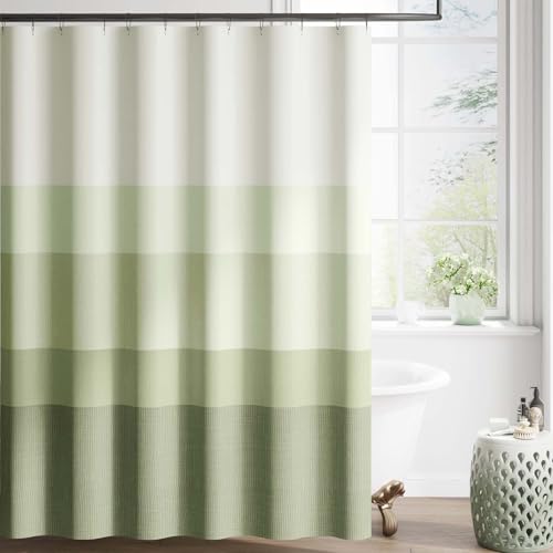 jinchan Ombre Forest Green Striped Shower Curtain Waterproof Fabric Shower