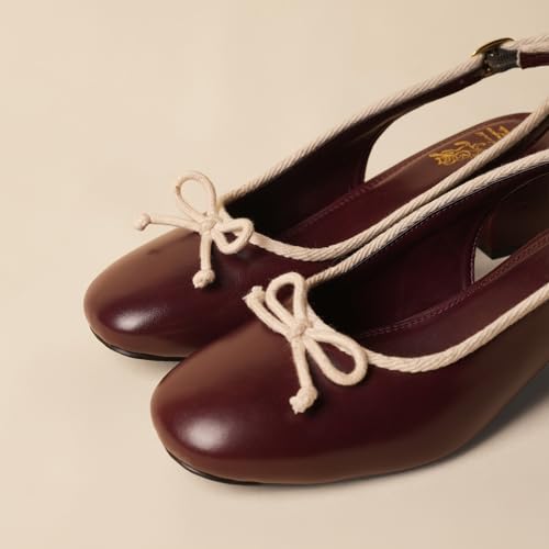Image of Theater Women Doris Slingback Block Heels | Bow Detail Round Toe Sandals | Stylish & Comfortable for Casual, Office & Semi-Formal Wear