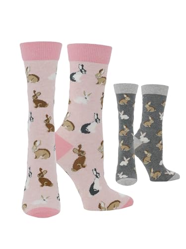 Cute Bunny Socks for Women - Rabbit Lovers Easter Gift - 2-Pack or 1-Pack