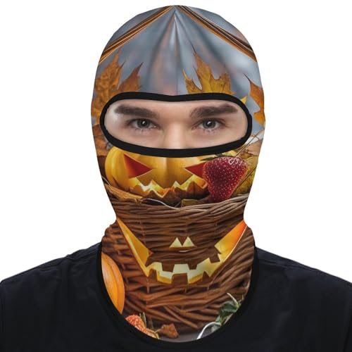Máscara facial de pasamontaña con diseño de hoja de arce y calabaza para hombres y mujeres, protección solar, transpirable, cubre todo el rostro para senderismo, ciclismo, correr y conducir miniatura 1