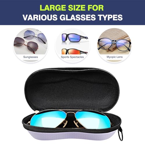 Image of MoKo Semi Hard Shell Sunglasses Case, Unisex Protective Eyeglass Case Glasses Case Holder with Metal Hanging Hook