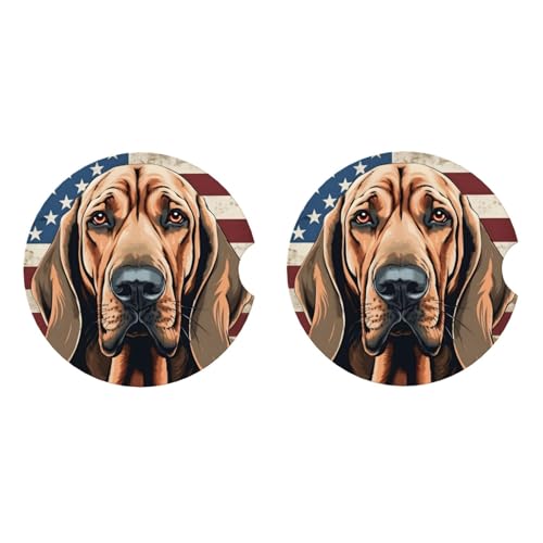 Posavasos cerámico para coche con bandera americana, 2 piezas miniatura 3