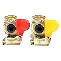 Kupplungskopf M16 mit Ventil Set Druckluftkopf rot gelb M16x1,5 mit Staubkappe für LKW Zugmaschine Traktor Druckluft Motorwagen Zugfahrzeug Landwirtschaft Traktoren Vorrat Bremse Anhänger Auflieger