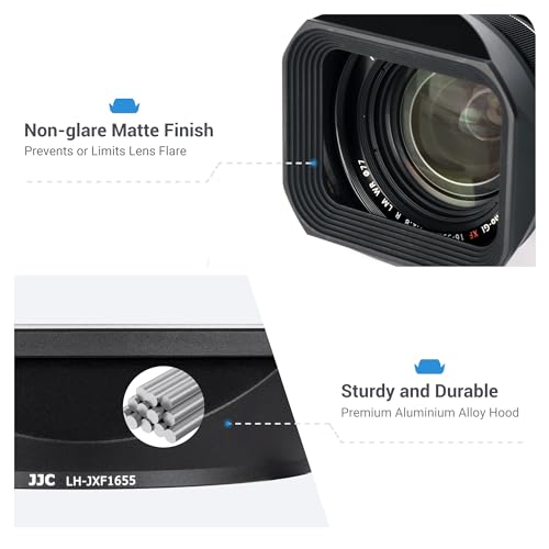 Image of JJC Metal Square Lens Hood for Fuji Fujifilm XF 16-55mm f /2.8 R LM WR Lens | with Protective Hood Cap, No Vignetting, Not Affect The Use of 77mm Filter, (Not for XF 16-55mm f /2.8 II Lens)