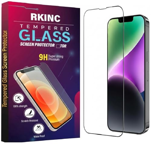 Image of RKINC Tempered Glass for iPhone 13 Pro Max and iPhone 14 Plus (6.7 Inch) Military Grade Gorilla Screen Guard Protector | With Installation Kit | Edge to Edge Coverage | Black