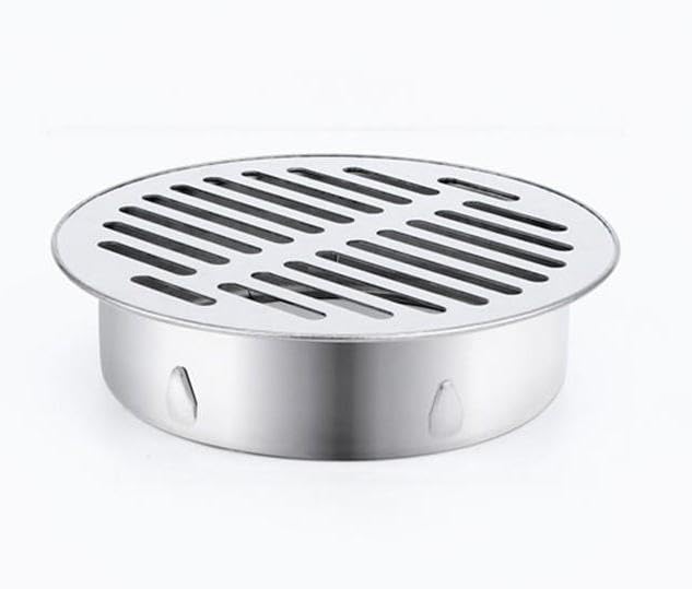 Round Stainless Steel Floor Drain, Metal Steel Gully Grid Shower Anti-clogging Plughole Filter Home Tools for Outdoor Balcony Yard(Ø150mm)