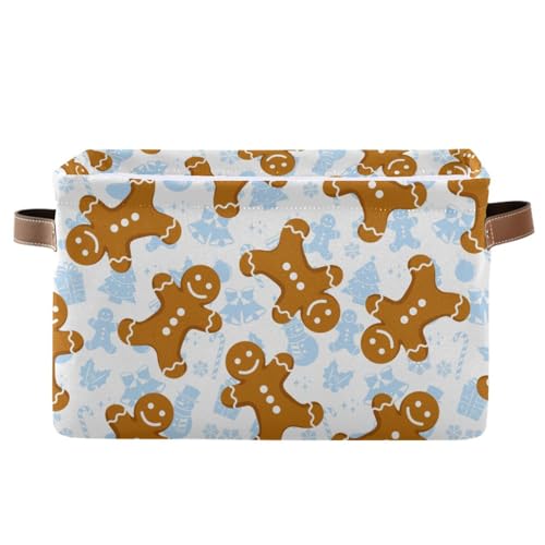 Mnsruu Cesto portaoggetti per scaffali, motivo con pan di zenzero, scatole con manici, grandi contenitori per armadio