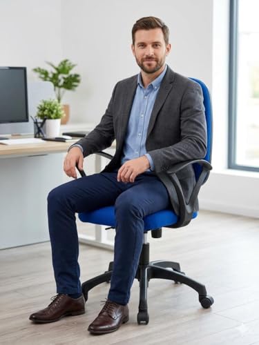 Image of FC Revolving Executive Desk Task Computer Office Ergonomic Living Room Home & Study Office Revolving Chairs (Blue)