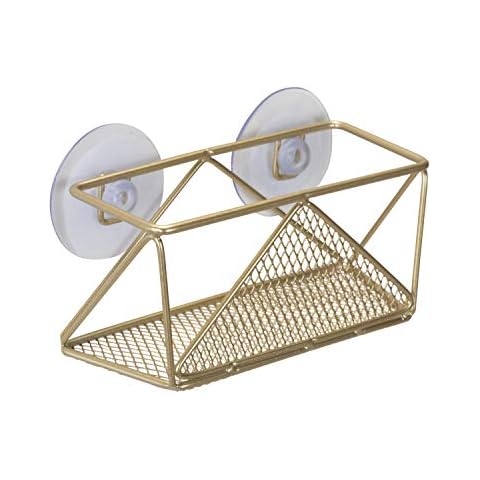 Kitchen Details Satin Gold Geode Sponge Holder | Durable Iron Construction | Suction Cup Stabilizers | Rust Resistant Finish | Kitchen Sink Accessories Cover