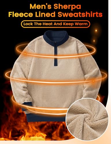 Image of MAGCOMSEN Men's Sherpa Lined Quarter Zip Fleece Heavyweight Pullover Winter Warm Sweatshirts