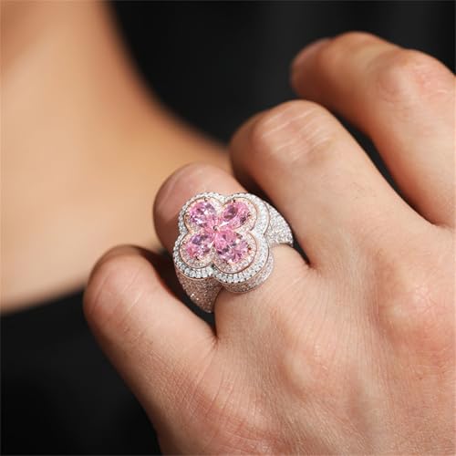 Bague hip hop rose en argent S925 et moissanite pour illuminer vos soirées - 2