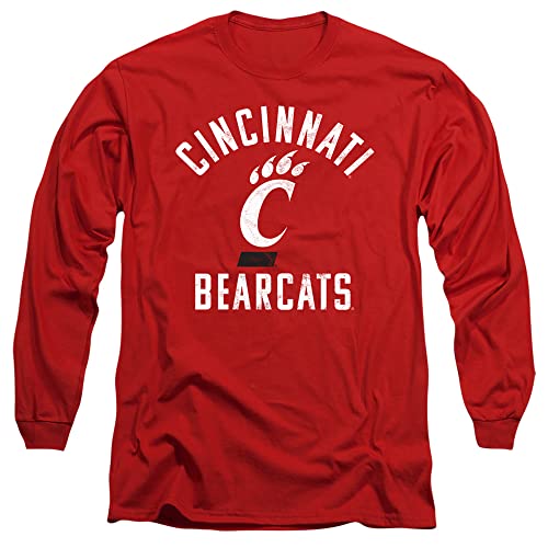 University of Cincinnati Official Bearcats Logo Unisex Adult Long-Sleeve T Shirt,Red, 3X-Large