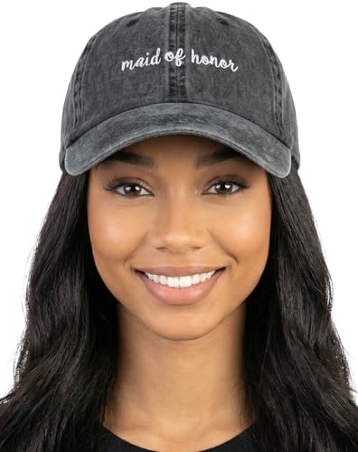 Product Image of the Funky Junque Baseball Hat for Women - Bridal Cap for Bachelorette Party, Bride Tribe & Squad, Just Married Wedding Gift - Maid of Honor - Black