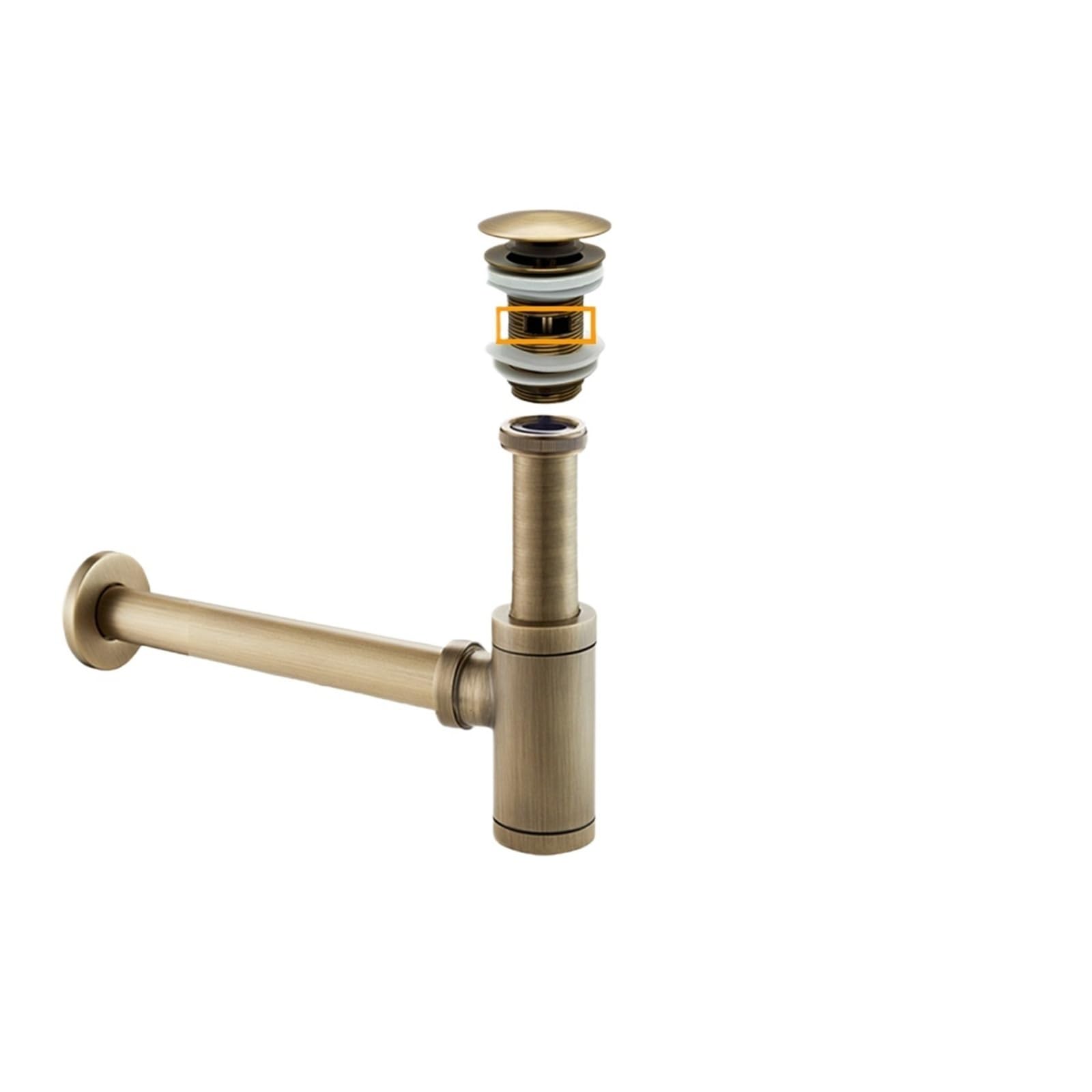 1 Pcs Bathroom Sink Bottle Trap Wash Basin Waste Siphon Pipe Kits Stopper Drain Fittings for DIY Tools(Antique Overflow)