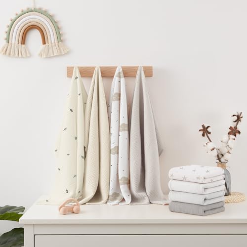 Susurration Mulltücher Baby Spucktücher,8er-Pack 100% Baumwolle Spucktücher Baby für Jungen und Mädchen, Weich… – Ansicht 5