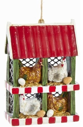 Kurt Adler Chicken Coop with Chickens and Eggs Ornament