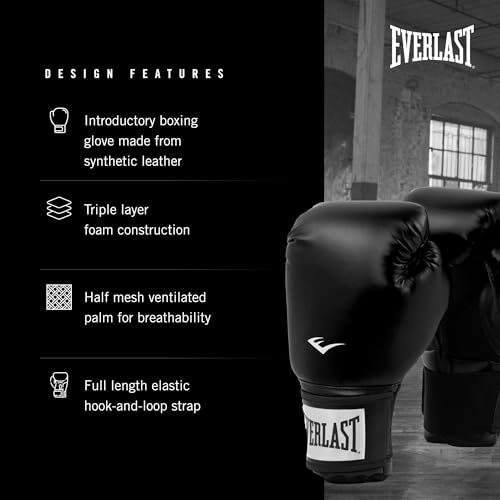 Everlast Unisex – Guantes de Boxeo para Adultos Pro Style 2 Guantes, Negro, 12oz - imagen 3