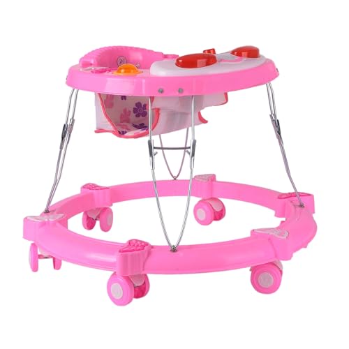 Maanit Walker with Foldable,Cushion Seat | Activity Walker for Baby with Musical Toy Bar | Walker Boys and Girls (Pink)